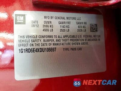 Zdjęcie 12 z 12 samochodu: 2013 CHEVROLET VOLT VIN:1G1RD6E4XDU106697 - miniatura