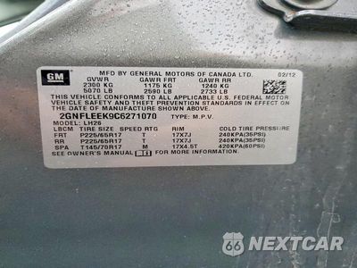 Zdjęcie 13 z 13 samochodu: 2012 CHEVROLET EQUINOX LT VIN:2GNFLEEK9C6271070 - miniatura