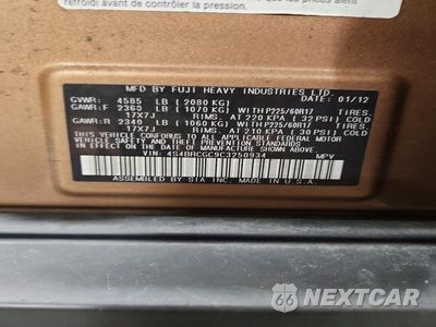 Zdjęcie 14 z 14 samochodu: 2012 SUBARU OUTBACK 2.5I PREMIUM VIN:4S4BRCGC9C3250934 - miniatura
