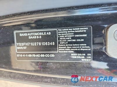 Zdjęcie 12 z 12 samochodu: 2007 SAAB 9-3 AERO 2D CONVERTI VIN:YS3FH71U276106348 - miniatura