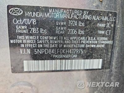 Zdjęcie 13 z 13 samochodu: 2019 HYUNDAI ELANTRA SEL VIN:5NPD84LF0KH412975 - miniatura