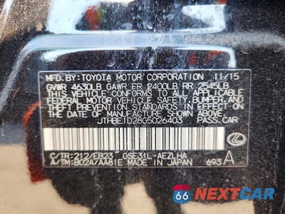 Zdjęcie 13 z 13 samochodu: 2016 LEXUS IS 350 VIN:JTHBE1D28G5026403 - miniatura