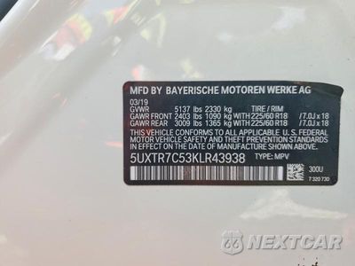 Zdjęcie 13 z 13 samochodu: 2019 BMW X3 SDRIVE30I VIN:5UXTR7C53KLR43938 - miniatura