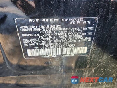 Zdjęcie 12 z 12 samochodu: 2015 SUBARU FORESTER 2.5I PREMIUM VIN:JF2SJADC5FH572662 - miniatura