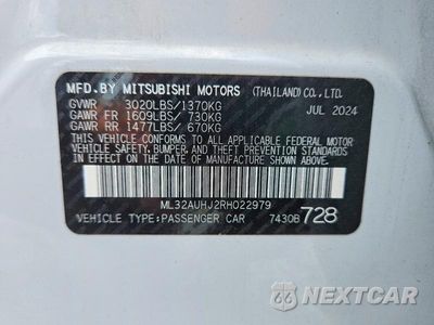 Zdjęcie 12 z 12 samochodu: 2024 MITSUBISHI MIRAGE ES VIN:ML32AUHJ2RH022979 - miniatura