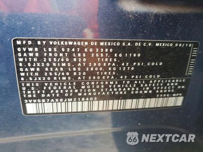 Zdjęcie 13 z 13 samochodu: 2018 VOLKSWAGEN TIGUAN SEL PREMIUM VIN:3VV5B7AX8JM218403 - miniatura
