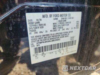 Zdjęcie 12 z 12 samochodu: 2020 FORD EDGE TITANIUM VIN:2FMPK4K9XLBB35643 - miniatura
