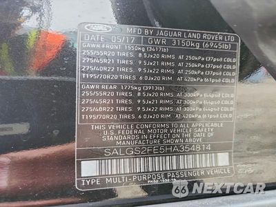 Zdjęcie 14 z 14 samochodu: 2017 LAND ROVER RANGE ROVER SUPERCHARGED VIN:SALGS2FE5HA354814 - miniatura