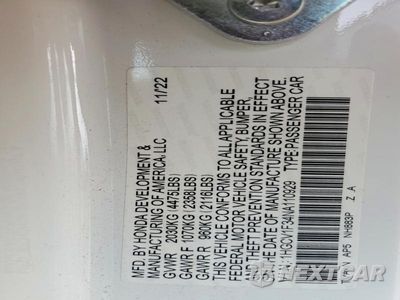 Zdjęcie 12 z 12 samochodu: 2022 HONDA ACCORD SPORT VIN:1HGCV1F34NA110929 - miniatura