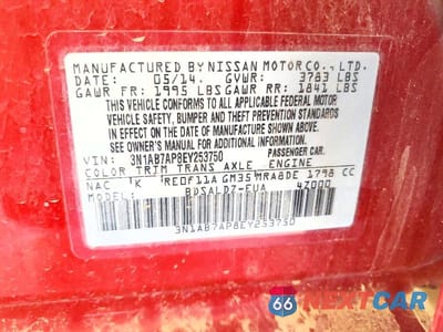 Zdjęcie 12 z 12 samochodu: 2014 NISSAN SENTRA SV VIN:3N1AB7AP8EY253750 - miniatura