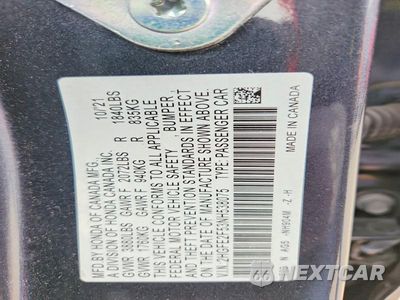 Zdjęcie 12 z 12 samochodu: 2022 HONDA CIVIC SPORT VIN:2HGFE2F53NH538075 - miniatura