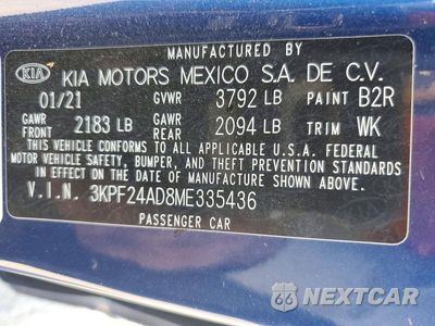 Zdjęcie 12 z 12 samochodu: 2021 KIA FORTE LXS VIN:3KPF24AD8ME335436 - miniatura
