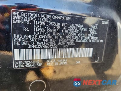 Zdjęcie 13 z 13 samochodu: 2008 TOYOTA RAV4 SPORT VIN:JTMBK32VX86042858 - miniatura