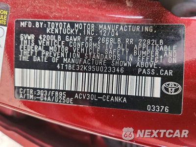 Zdjęcie 12 z 12 samochodu: 2005 TOYOTA CAMRY LE VIN:4T1BE32K95U023346 - miniatura