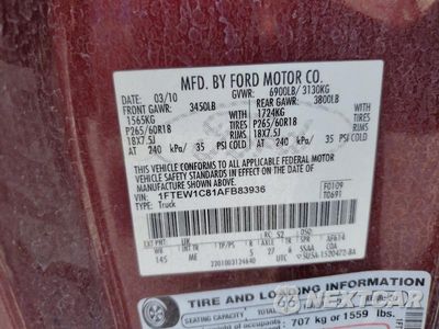 Zdjęcie 13 z 13 samochodu: 2010 FORD F150 SUPERCREW VIN:1FTEW1C81AFB83936 - miniatura