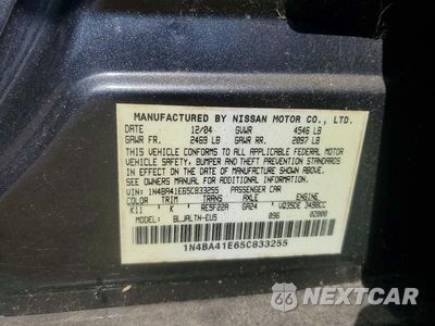 Zdjęcie 12 z 12 samochodu: 2005 NISSAN MAXIMA 3.5 SE VIN:1N4BA41E65C833255 - miniatura