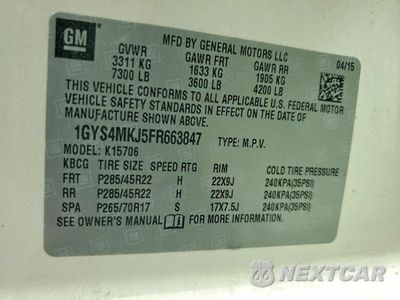 Zdjęcie 14 z 14 samochodu: 2015 CADILLAC ESCALADE LUXURY VIN:1GYS4MKJ5FR663847 - miniatura