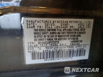 Zdjęcie 13 z 13 samochodu: 2023 NISSAN SENTRA SV VIN:3N1AB8CV6PY233775 - miniatura