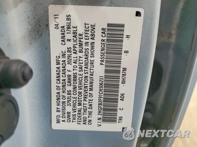 Zdjęcie 12 z 12 samochodu: 2012 HONDA CIVIC EXL VIN:2HGFB2F91CH506251 - miniatura