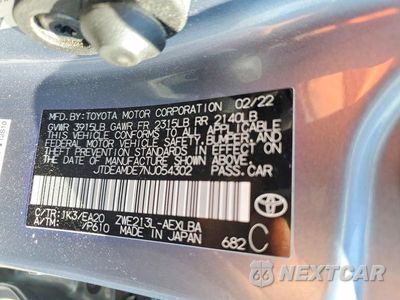 Zdjęcie 12 z 12 samochodu: 2022 TOYOTA COROLLA LE VIN:JTDEAMDE7NJ054302 - miniatura