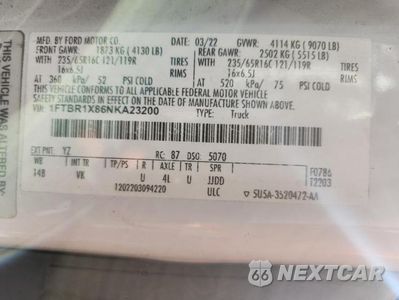 Zdjęcie 14 z 14 samochodu: 2022 FORD TRANSIT 250 DELIVERY VAN VIN:1FTBR1X86NKA23200 - miniatura