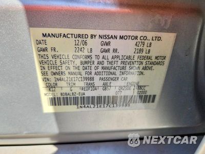 Zdjęcie 12 z 12 samochodu: 2007 NISSAN ALTIMA 2.5 VIN:1N4AL21E17C139988 - miniatura