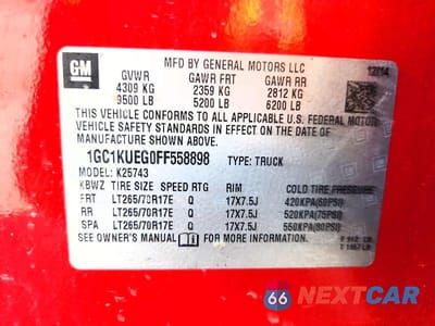 Zdjęcie 13 z 13 samochodu: 2015 CHEVROLET SILVERADO K2500 HEAVY DUTY VIN:1GC1KUEG0FF558898 - miniatura