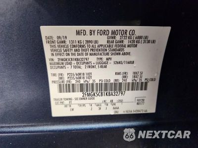 Zdjęcie 13 z 13 samochodu: 2019 FORD FLEX SEL VIN:2FMGK5C81KBA32797 - miniatura