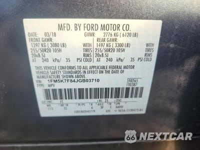 Zdjęcie 14 z 14 samochodu: 2018 FORD EXPLORER LIMITED VIN:1FM5K7F84JGB03710 - miniatura