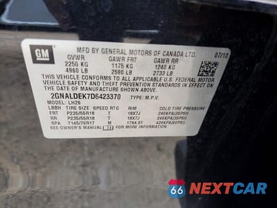 Zdjęcie 12 z 12 samochodu: 2013 CHEVROLET EQUINOX LT VIN:2GNALDEK7D6423370 - miniatura