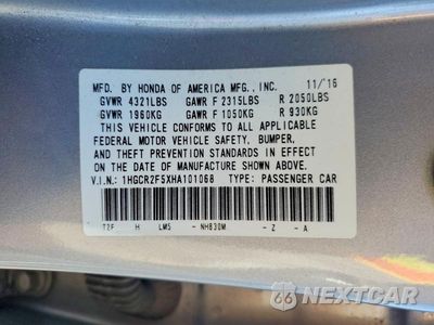 Zdjęcie 12 z 12 samochodu: 2017 HONDA ACCORD SPORT VIN:1HGCR2F5XHA101068 - miniatura