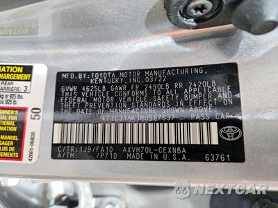 Zdjęcie 13 z 13 samochodu: 2022 TOYOTA CAMRY LE VIN:4T1C31AK1NU587637 - miniatura