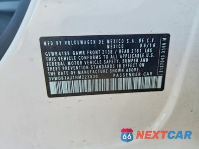 Zdjęcie 12 z 12 samochodu: 2017 VOLKSWAGEN JETTA SE VIN:3VWDB7AJ1HM223830 - miniatura