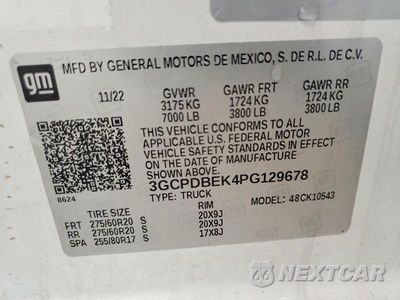 Zdjęcie 12 z 12 samochodu: 2023 CHEVROLET SILVERADO K1500 CUSTOM VIN:3GCPDBEK4PG129678 - miniatura