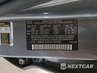 Zdjęcie 13 z 13 samochodu: 2010 HYUNDAI SANTA FE GLS VIN:5NMSG3AB5AH394585 - miniatura