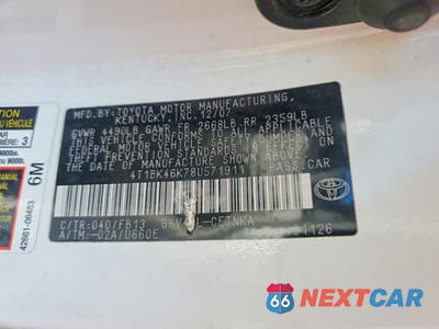 Zdjęcie 12 z 12 samochodu: 2008 TOYOTA CAMRY LE V6 VIN:4T1BK46K78U571911 - miniatura