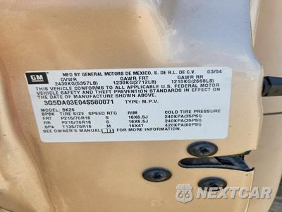Zdjęcie 13 z 13 samochodu: 2004 BUICK RENDEZVOUS CX VIN:3G5DA03E04S580071 - miniatura