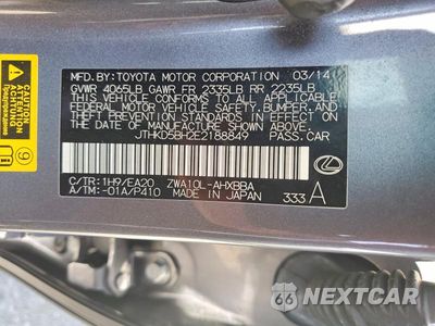 Zdjęcie 12 z 12 samochodu: 2014 LEXUS CT 200 VIN:JTHKD5BH2E2188849 - miniatura