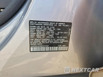 Zdjęcie 13 z 13 samochodu: 2021 VOLKSWAGEN ATLAS SEL PREMIUM R-LINE VIN:1V2FR2CA3MC573381 - miniatura