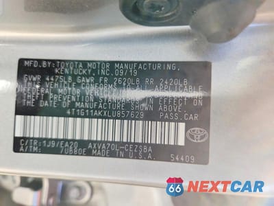Zdjęcie 12 z 12 samochodu: 2020 TOYOTA CAMRY SE VIN:4T1G11AKXLU857629 - miniatura