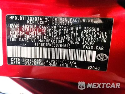 Zdjęcie 13 z 13 samochodu: 2014 TOYOTA CAMRY SE VIN:4T1BF1FK8EU764616 - miniatura