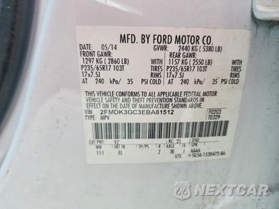 Zdjęcie 13 z 13 samochodu: 2014 FORD EDGE SE VIN:2FMDK3GC3EBA81512 - miniatura