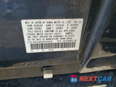 Zdjęcie 13 z 13 samochodu: 2006 ACURA TSX VIN:JH4CL96946C026590 - miniatura