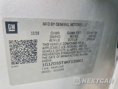 Zdjęcie 12 z 12 samochodu: 2019 CHEVROLET MALIBU LT VIN:1G1ZD5ST4KF135863 - miniatura