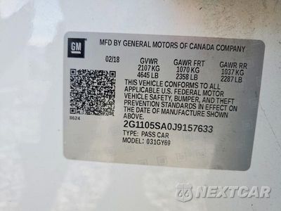 Zdjęcie 12 z 12 samochodu: 2018 CHEVROLET IMPALA LT VIN:2G1105SA0J9157633 - miniatura