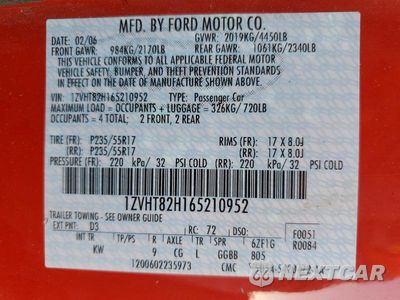 Zdjęcie 13 z 13 samochodu: 2006 FORD MUSTANG GT VIN:1ZVHT82H165210952 - miniatura