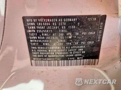 Zdjęcie 13 z 13 samochodu: 2017 VOLKSWAGEN TIGUAN WOLFSBURG VIN:WVGSV7AXXHK021142 - miniatura