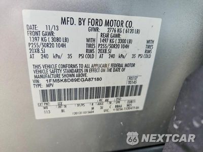 Zdjęcie 13 z 13 samochodu: 2014 FORD EXPLORER XLT VIN:1FM5K8D89EGA87180 - miniatura