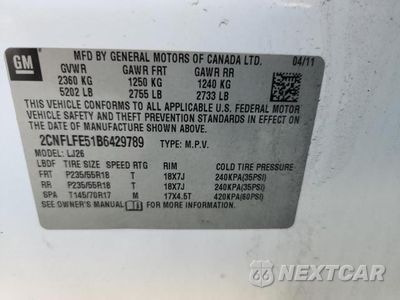 Zdjęcie 12 z 12 samochodu: 2011 CHEVROLET EQUINOX LTZ VIN:2CNFLFE51B6429789 - miniatura
