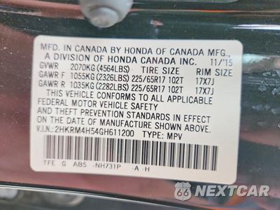 Zdjęcie 13 z 13 samochodu: 2016 HONDA CR-V EX VIN:2HKRM4H54GH611200 - miniatura